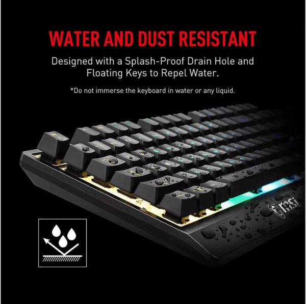 MSI Vigor GK30 Combo, 6-Zone RGB GK30 Gaming Keyboard & GM11 Gaming Mouse, Water Repellent & Splash-Proof, 5000 DPI - Image 4